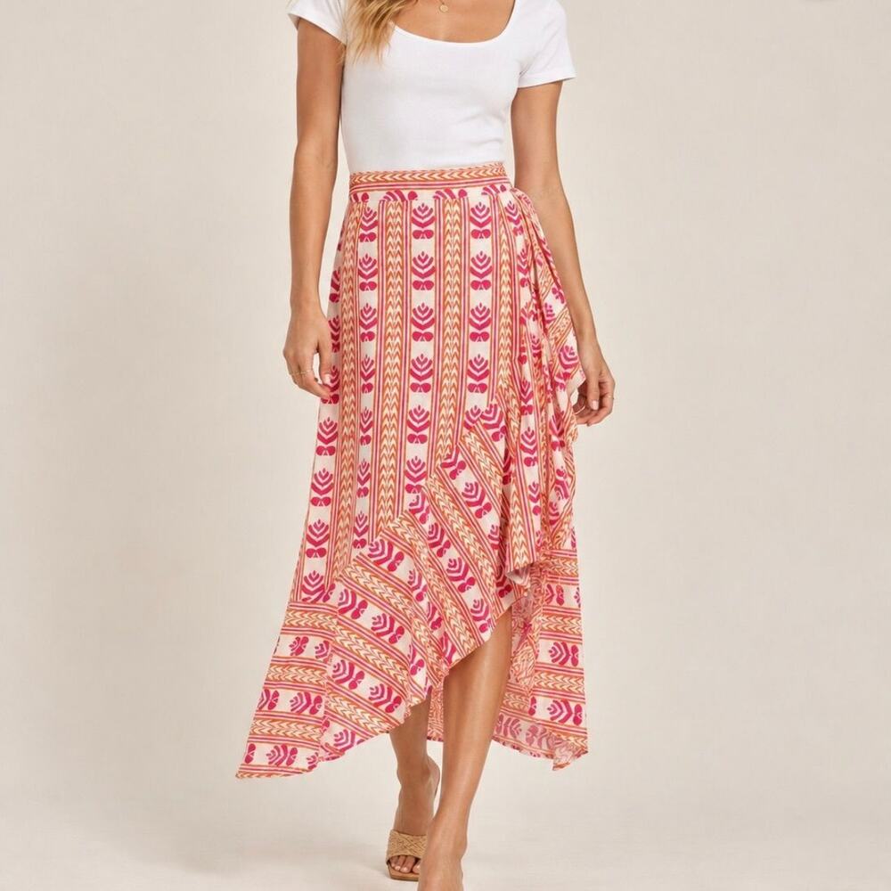 Julia Amory Printed 100% cotton Midi Skirt Size XL